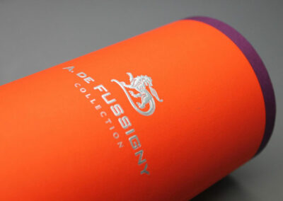 Packaging de Dusigny orange dorure gaufrage impression Nacara